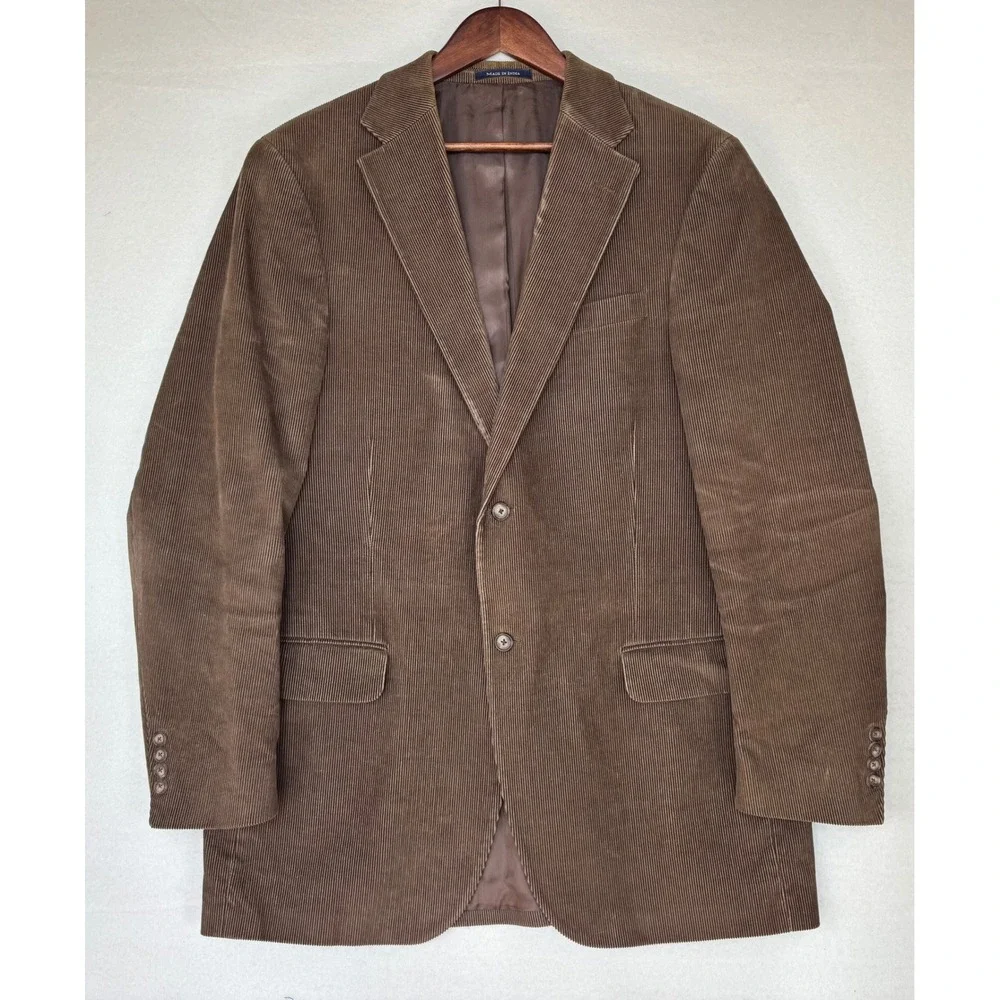 VTG LANDS' END Brown Corduroy Blazer Sport Coat Jacket Men's Office‎ Work 42L